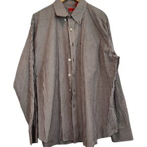 Izod Men's Checkered Shirt - Brown and White 100% Cotton Size XXL